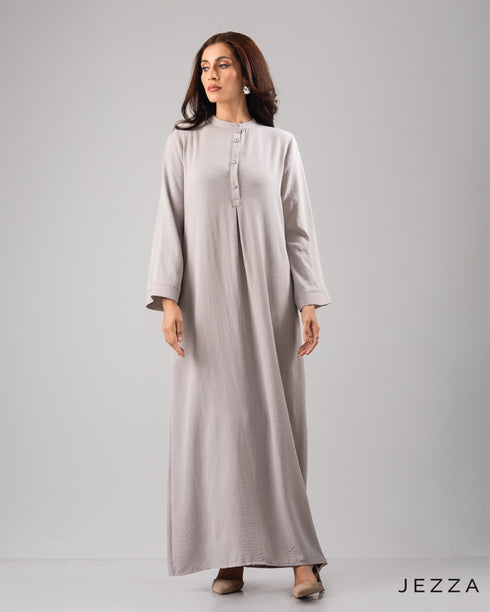 Heavy Polyester A line Dress With Lantern Sleeve 58731